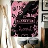 Blackpink Wandteppich Ästhetisches Wandbehang Gedruckter Stoffdecke Dekorative Wandteppiche für Schlafzimmer Wohnzimmer Heimdekoration