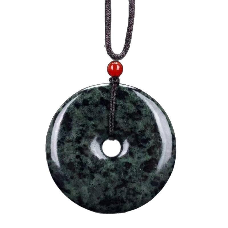 Pendant Natural Transparent Green Tibetan Medicine Safety Buckle Magnetic Safety Buckle Dark Green Snake Pattern Necklace