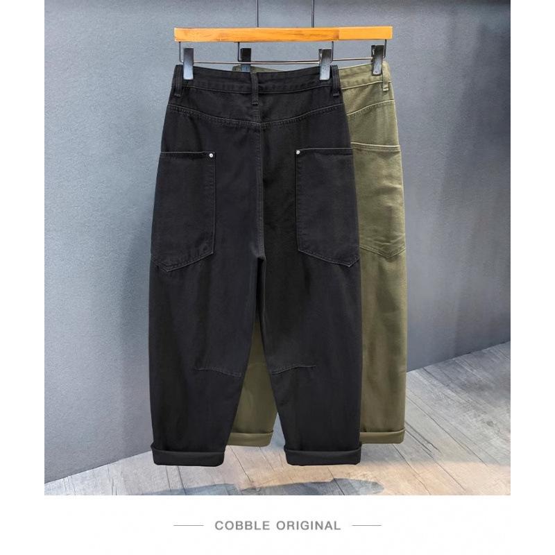 Amerikanische trendige Marke armee grüne gerade Jeans Herren große Tasche Latzhose Herbst und Winter warm neu locker Säbelhose