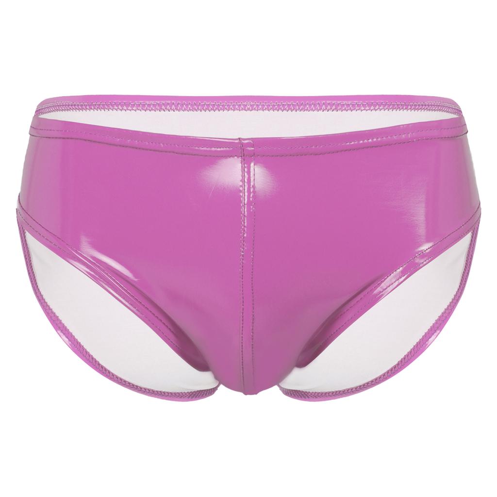 Mens Patent Leather Wet Look Briefs Elastic Waistband Underpants Underwear Club Pole Dancing Wear