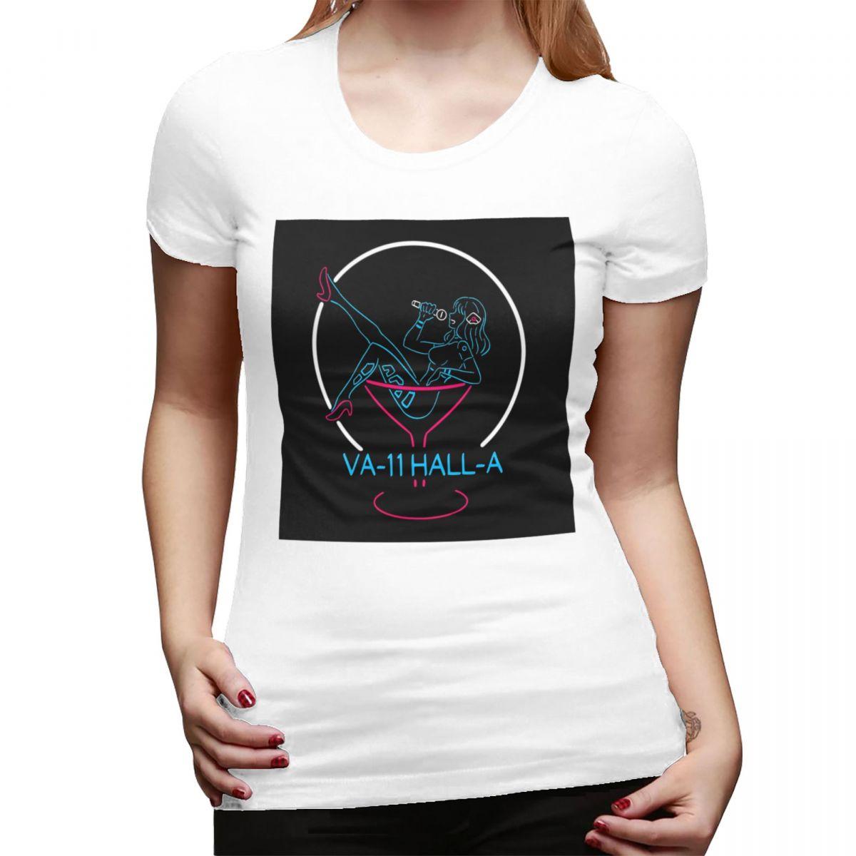 VA11 HallA Neon Sign TShirt for Women Round Neck Streetwear T Shirts Womens Short Sleeve Summer Clothes Tops S