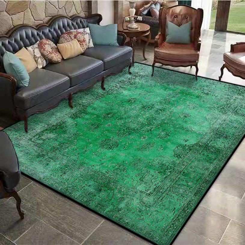 Green Persia Carpet Living Room Decoration Bedroom Non-slip Floor Mat Easy Clean Sofa Area Lounge Rugs Washable Entrance Mats