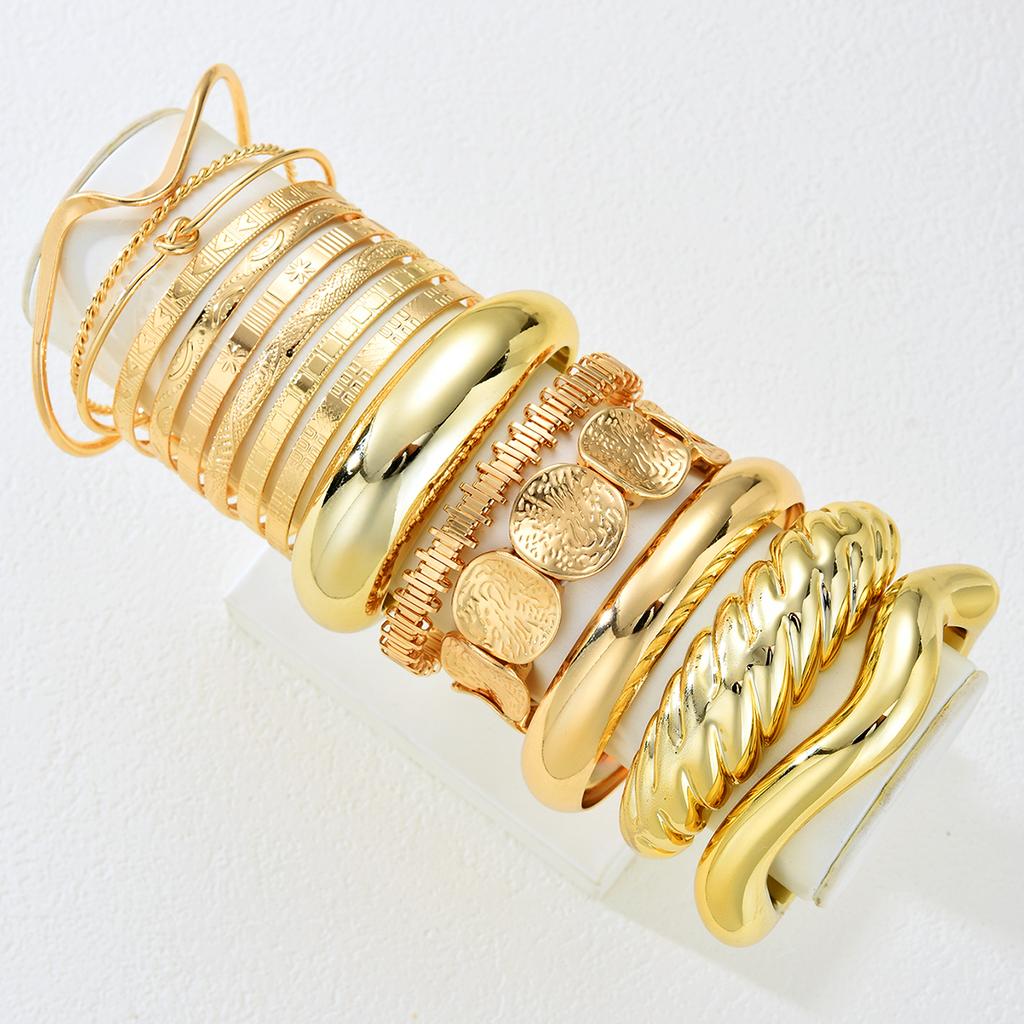 15pcs Punk Multilayer Bracelets Set For Women Elegant Delicate Twist Sparkling Adjustable Bangles Bracelets Jewelry Couples Gift