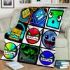 Bunte Geometry Dash Charaktere Decke Geeignet für Sofas, Betten, Büros und Camping - Perfektes Geschenk für Halloween Weihnachten