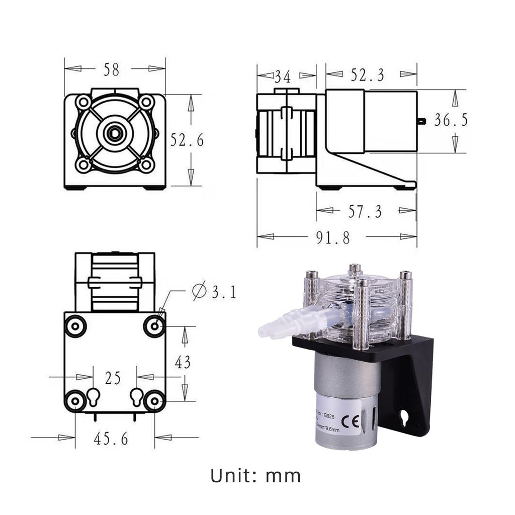 GROTHEN   12V Peristaltic Pump with Silicone Tubing High  Water Liquid Pump Dosing Vacuum Pump Self-Priming Anti-Corrosion    for   Aquari