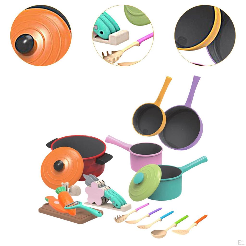 21Pcs Kids Cooking Set with Food Cutting Tools for Role Play