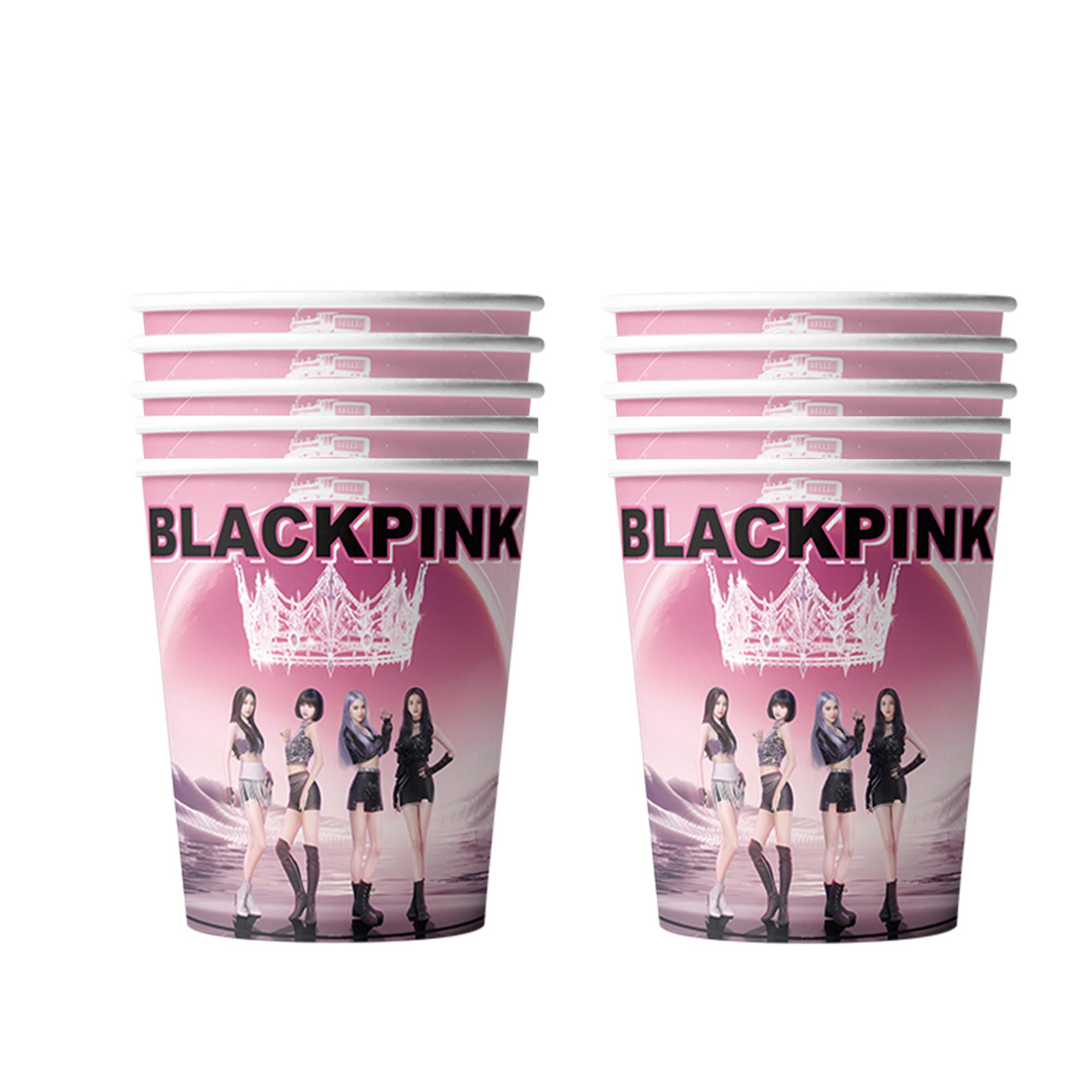 

Blackpink Праздничные принадлежности Одноразовые столовые приборы Бумажные тарелки Бумажные стаканчики Салфетки Украшение для вечеринки по случаю дня рождения девочки