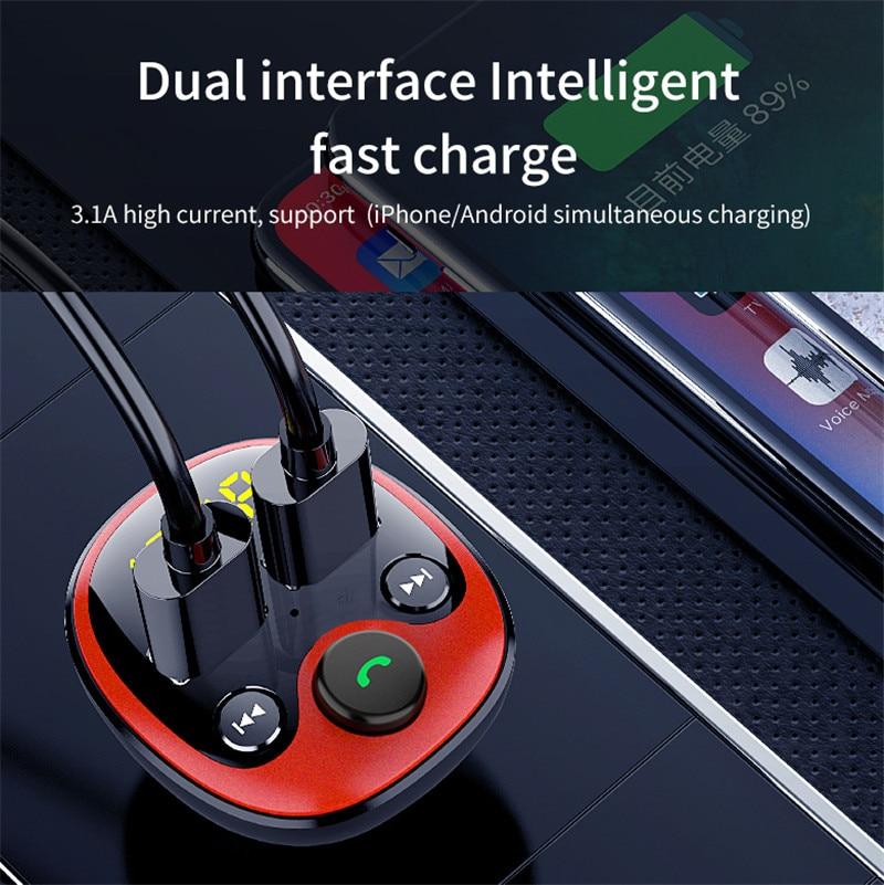 FM Radio Transmitter Car Bluetooth MP3 Player Handsfree Car Kit Dual USB Charger TF U Disk Music Player Car Accessorie