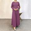 ZANZEA Damen Muslimisch Lässig Rundhals Langarm Locker Kleid