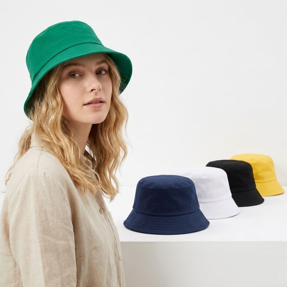 Foldable Bucket Hat UV Protected Sun Protection Hat Solid Color Sun Hat  Fishing