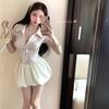 Ballet French Dress Women's Summer Polo Collar Sweet New Knitted Splicing Skirt Fluffy Skirt