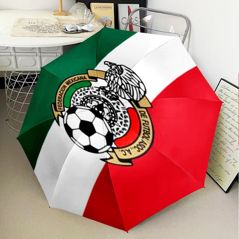 1PC Mexico Football Team Emblem Printed Umbrella Folding umbrella, automatic umbrella 8-Frame for Travel, camping Fan gifts Christmas Gifts