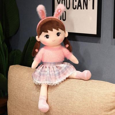 Schöne Glückliche Mädchen Puppe Gefüllte Simulation Kaninchen Ohren Schöne Spielzeug Plüsch Tier Kissen Kinder Kinder Geburtstag Geschenk