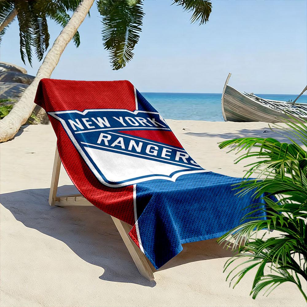 New York Rangers Team Logo Design Patterned beach towel quick dry perfect for travel outdoor sports jogging the beach and swimming