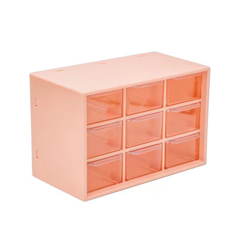 Cartoon Nine-Grid Dustproof Storage Box: Drawer-Type Organizer for Stationery & Jewelry