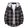 Men's Fashion Hooded and Plaid Long Sleeve Shirt Jacket Coat