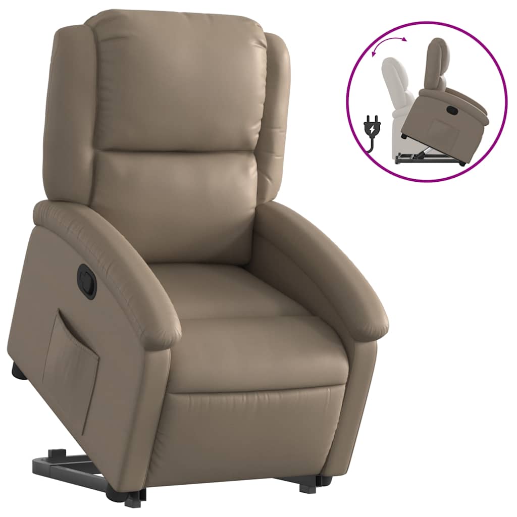 Recliner Chair with Lift Assistance Cappuccino Faux Leather