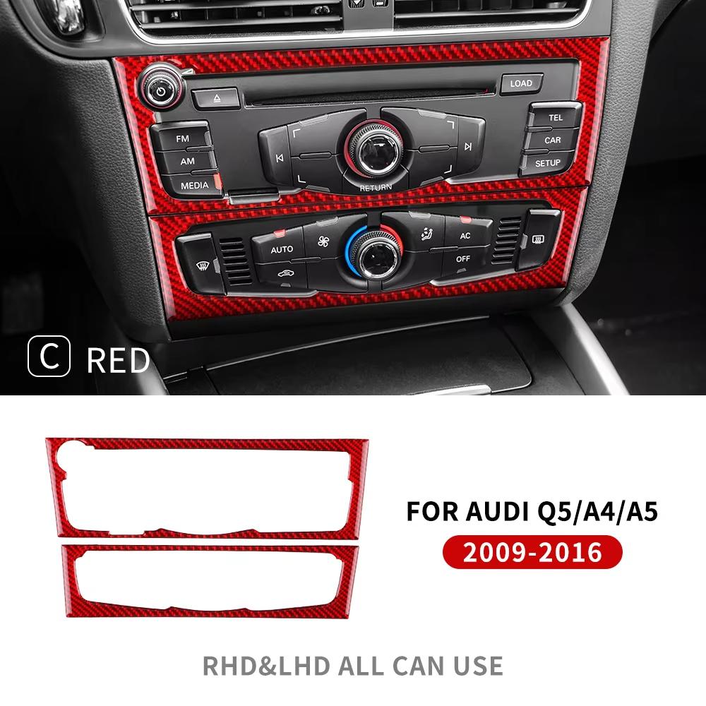 Real Carbon Fiber Sticker For compatible vehicle A4 A5 Q5 2009 2010 2011 2012 2013 2014 2015 2016 Console CD Panel Interior Trim Accessories.