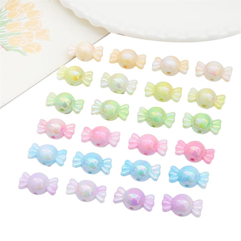 200Pcs Acrylic Beads Charms Solid Color Gradient Coated Beads For Bracelet Necklace Jewelry Making