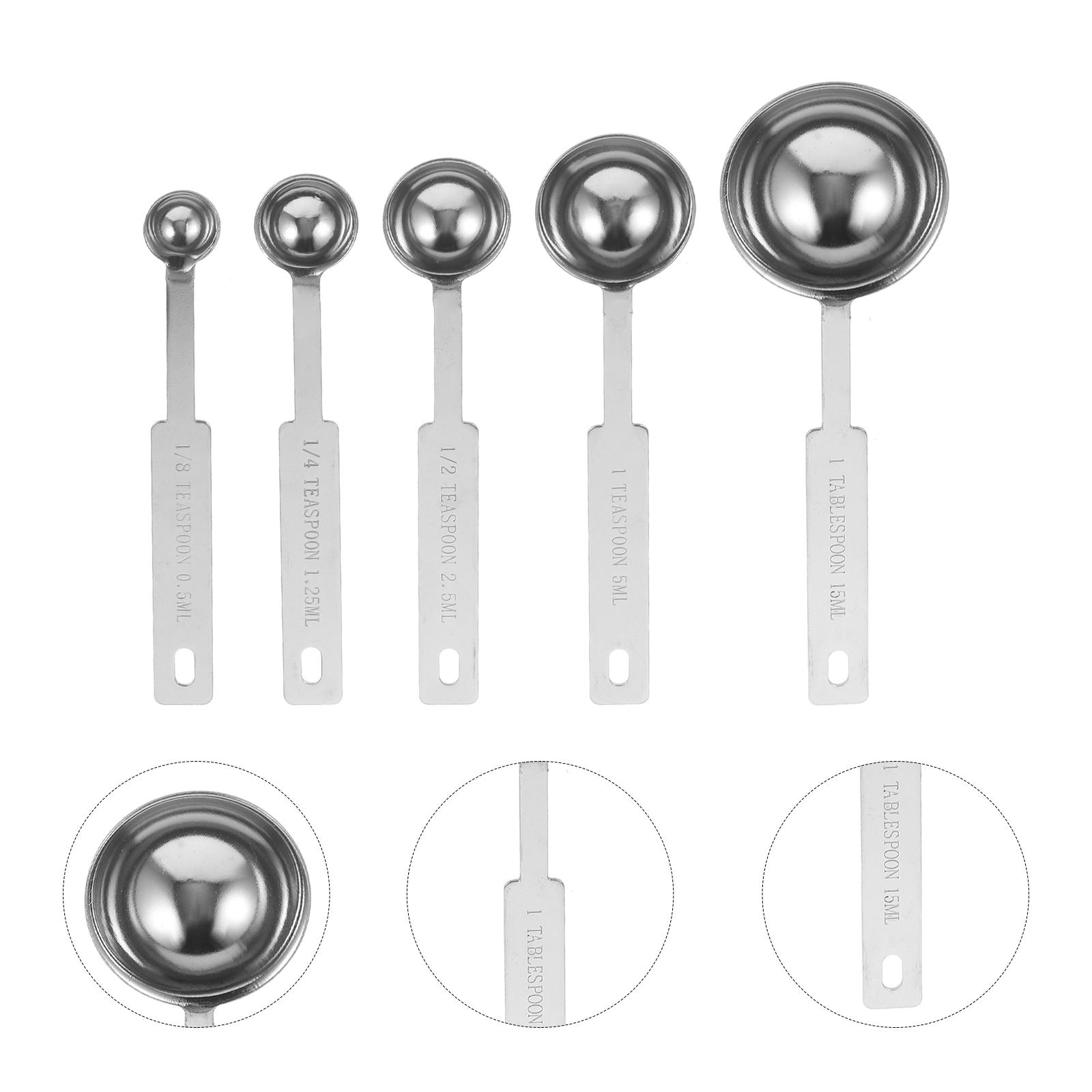 

5 Pcs Liquid Measure Cup Graduated Measuring Spoon Spoons Tablespoon Stainless Steel