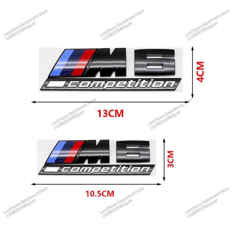 Emblema Premium BMW M Power para Porta-Malas Adesivo Logo Preto Brilhante Prata para M2 M3 M4 M5 M6 M8 Competition 13cm 10.5cm Decoração de Carro