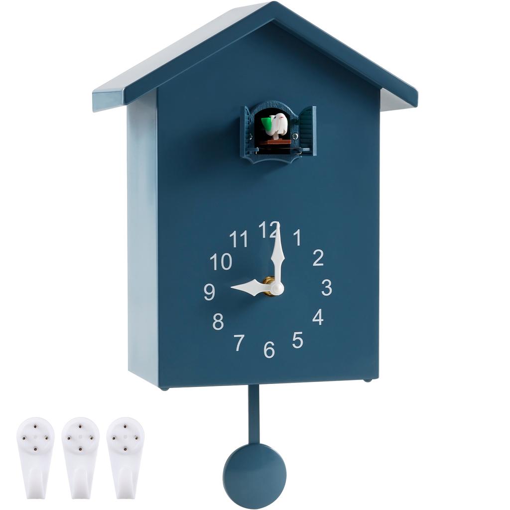 Cuckoo Clock - Plastic Hanging Bird Wall Clock with Bird Tweeting Sound Modern Home Living Room Minimalist Decoration Gift