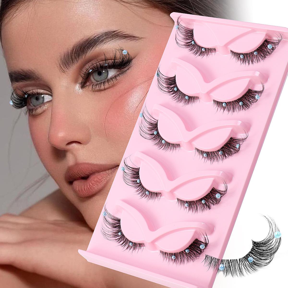 

Fox Eye Transparent Stem False Eyelashes 5 Pairs Of Stage Decorative Eyelashes