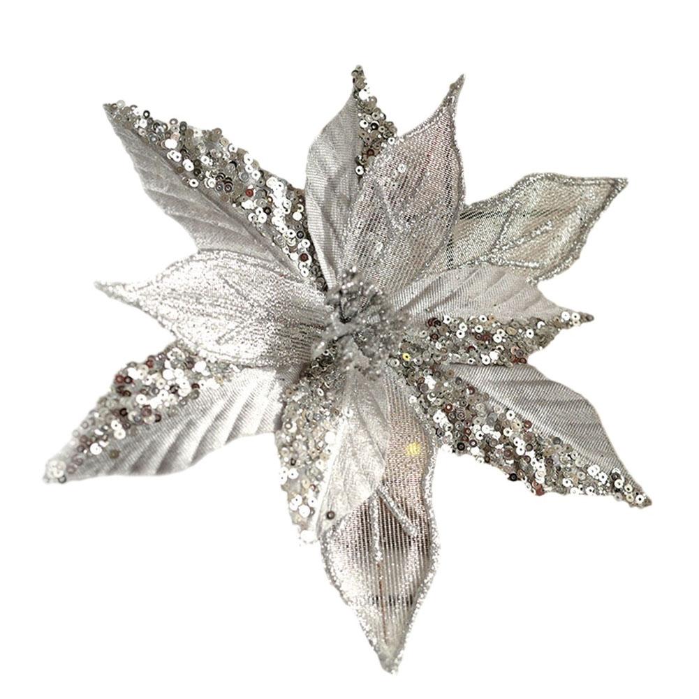 Crăciun Poinsettia Floare cu Sclipici Agățat Decor Pom de Crăciun