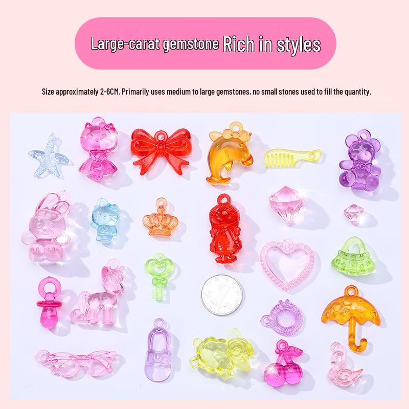 DIY Princess Jewelry Kit: Transparent Acrylic Gemstone Toys for Girls
