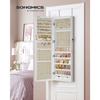 SONGMICS Jewellery Cabinet Armoire, Lockable Wall-Mounted Storage Organiser Unit for Necklace Earring, with Mirror and Various Compartments