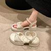 thick-soled pearl sandals, new summer outer wear heightening Roman shoes, bow outer wear soft-soled beach shoes