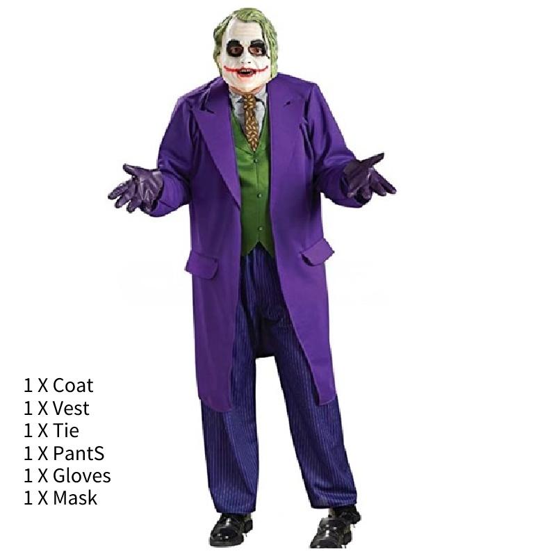 Костюм Темного рыцаря Бэтмена Джокера Хита Леджера для косплея на Хэллоуин XXL
