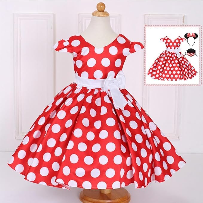 Mouse Costume for Polka and Great for Everyday Wear [Formemory] Kids, Cosplay, Halloween, Christmas, Dots, Skirt, Dress, Bag, Headband, 3-Piece Set,