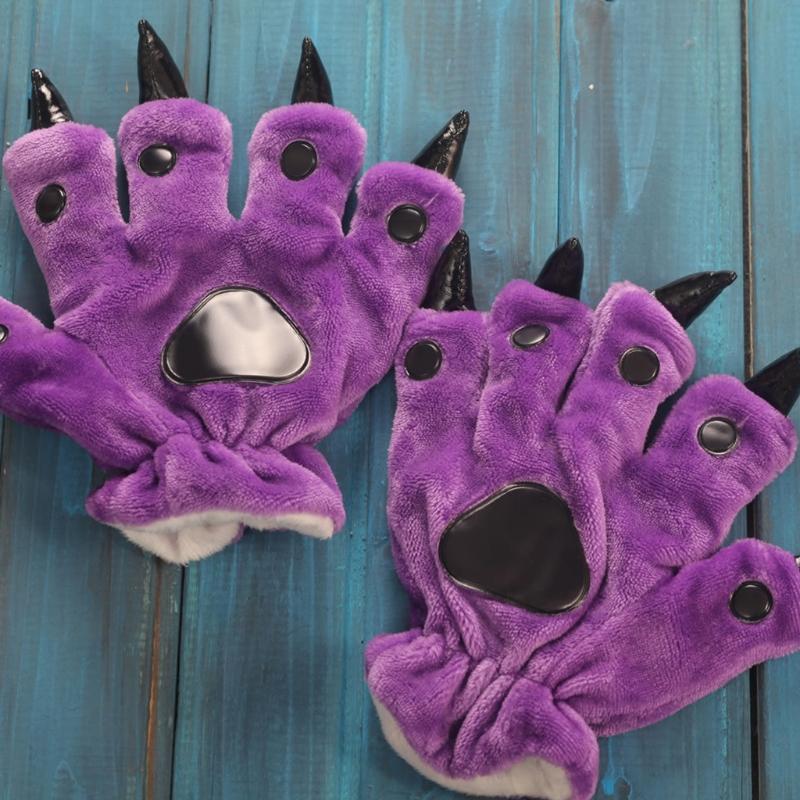 Plush Dinosaur Paw Gloves Cartoon Cute Animal Hand Gloves Animal Paw Warm Gloves Cosplay Tool Costume Party Accessories