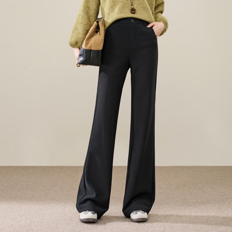 ESE-Y Women's High-Waist Micro-Flared Velvet Lined Pants