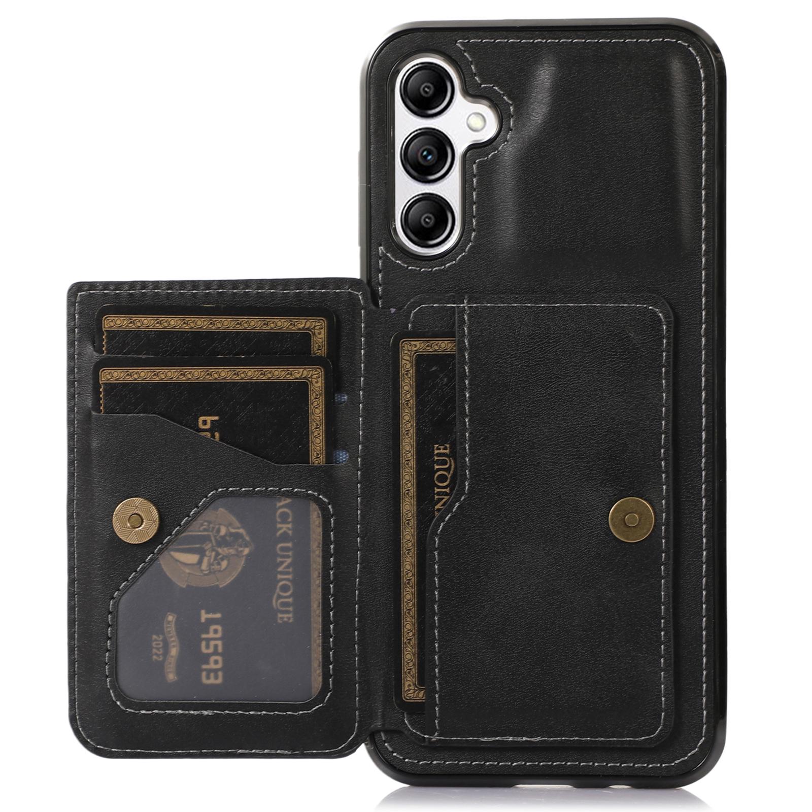 

Чехол для Samsung Galaxy A16 4G/5G с держателем для карт и подставкой, из ПУ кожи + ТПУ, чехол для телефона Black