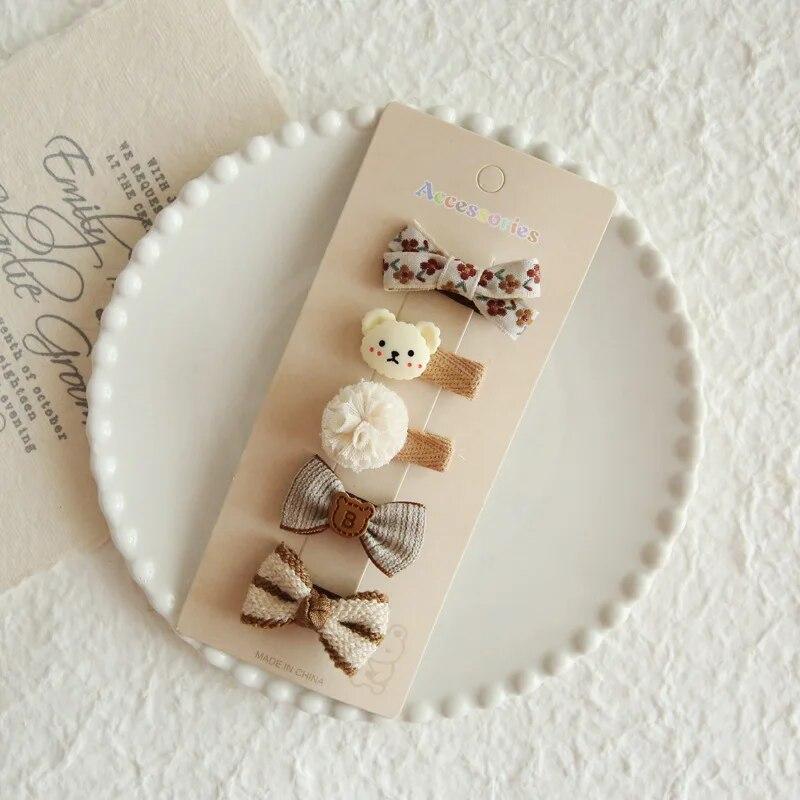 5Pcs Baby Hair Pins for Girls Gift Korean Bear Bunny Kids Hair Accessory Bows Flower Princess Children Girl Hairclip