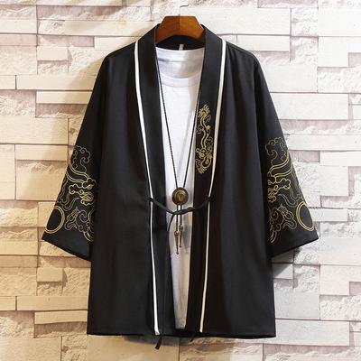 Jachetă cardigan cu kimono japonez Hanfu pentru bărbați chinezești în stil antic Ukiyoe costum antic pelerina