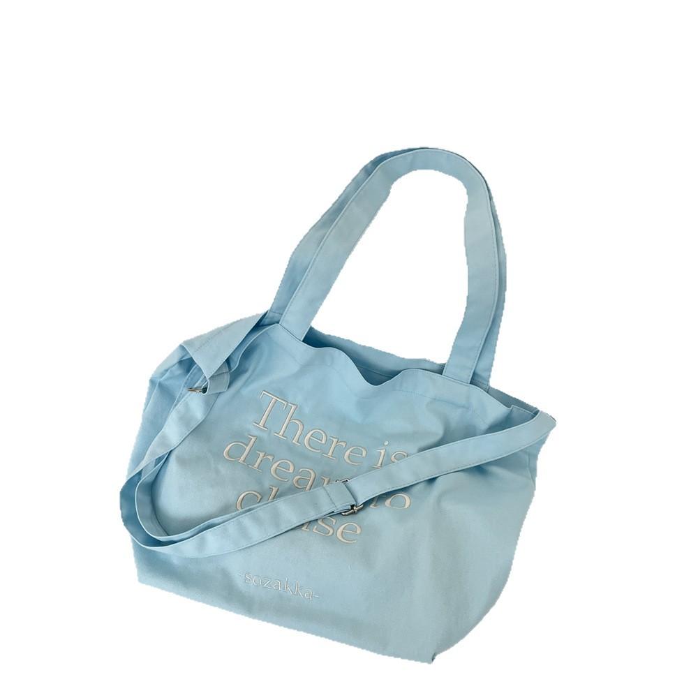 Student canvas bag women's new trendy letter tote bag casual large-capacity shopping bag bag