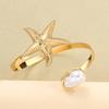 Vintage Starfish Imitation Pearl Arm Cuff Bracelet for Women Summer Minimalism Elegant Open Bangle Ocean Beach Jewelry Gifts New