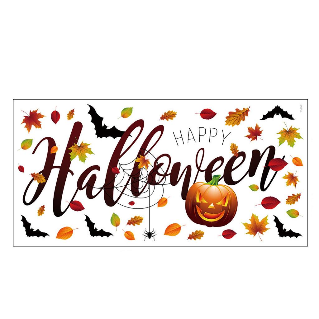 Halloween Static Cling Window Decals with Pumpkins, Leaves, Bats and Decorations for Party Decor