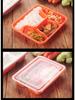 Four-Grid Disposable Plastic Bento Lunch Box with Lid, Multi-Compartment Food Packaging Container.