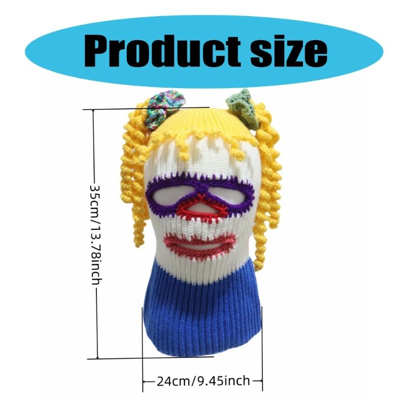 Clown Balaclava Hat for Adult Teens Knitted Clown Hat Cold Weather Balaclava Hat Photo Headwear Masquerades Accessories