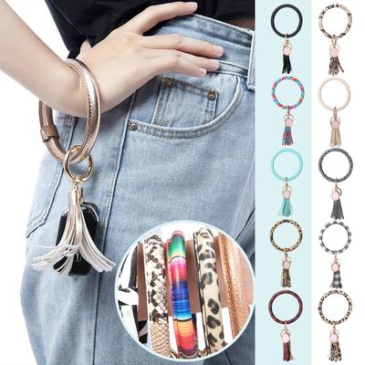 Handmade Wristband Round Keyring Chain Bracelet Bracelet Keychain Holder Tassel