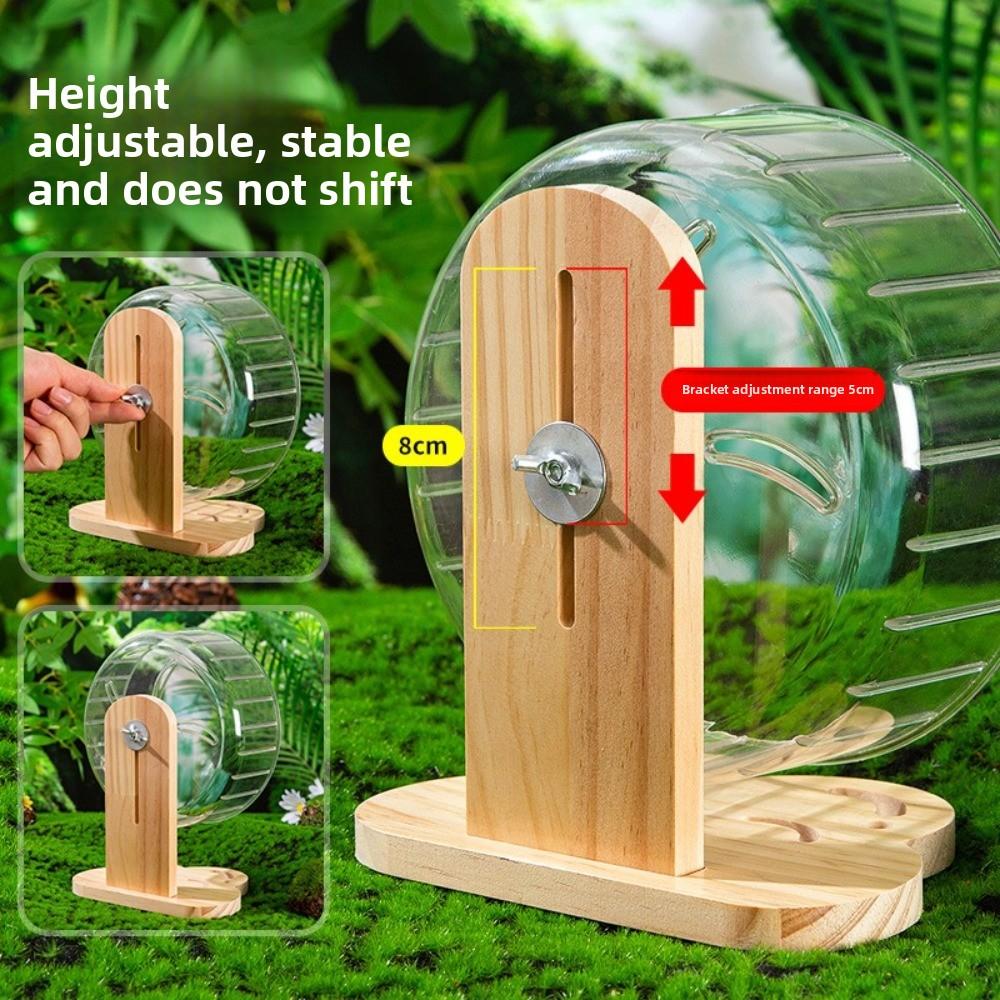 Adjustable Height Hamster Exercise Wheel Wooden Stand Hamster Running Stand Easy To Disassemble