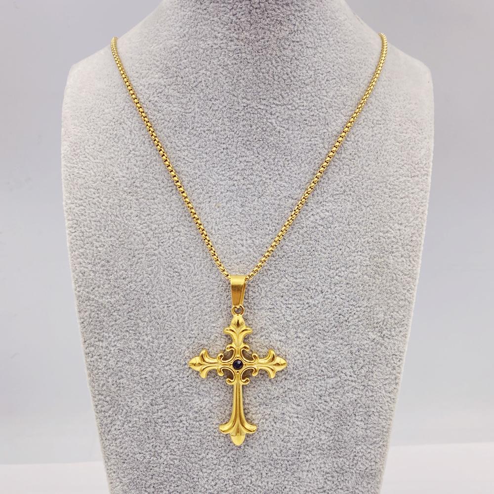 Men's Cross Pendant Necklace Titanium Steel Women's Necklace Cross Hip Hop Titanium Jewelry