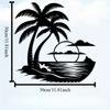 1pc Vintage Iron Palm Tree Sunrise Wall Art, Weather-Resistant Tropical Decor for Patio Lounge Office, Beach Theme Gift