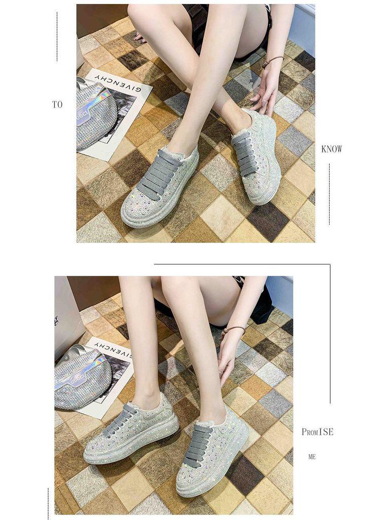 Women's 2024 European Rhinestone Dad Shoes - Thick-Soled Casual Platform Sneakers