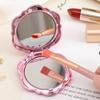 1Pcs Portable Retro Rose Flower Mini Mirror Small Pocket Makeup Mirror Double Sided Hand Mirrors Compact Cosmetic Beauty Tool