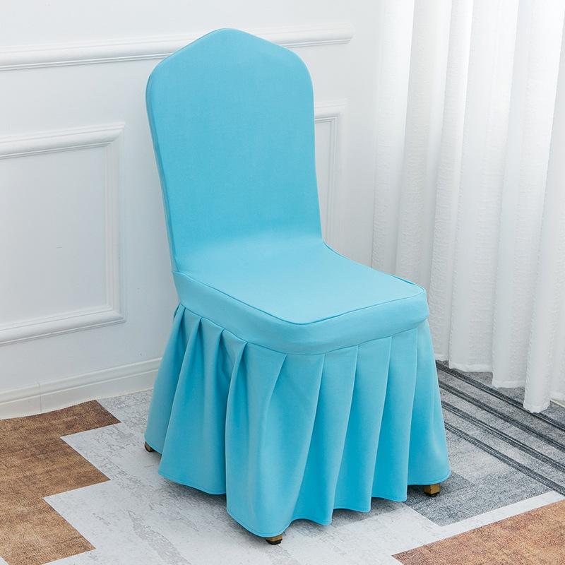 Solid Color Thick and Highly Elastic Stretch Chair Cover Wedding Pleated Skirt Style Chair Covers Suitable for Hotel Party and Banquet Decoration Regular chair size 1pcs небесно-голубой